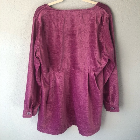 Soft Surroundings Fiona Tunic Top Size Large Pink Longline Velvet A-Line Peplum - Picture 8 of 11